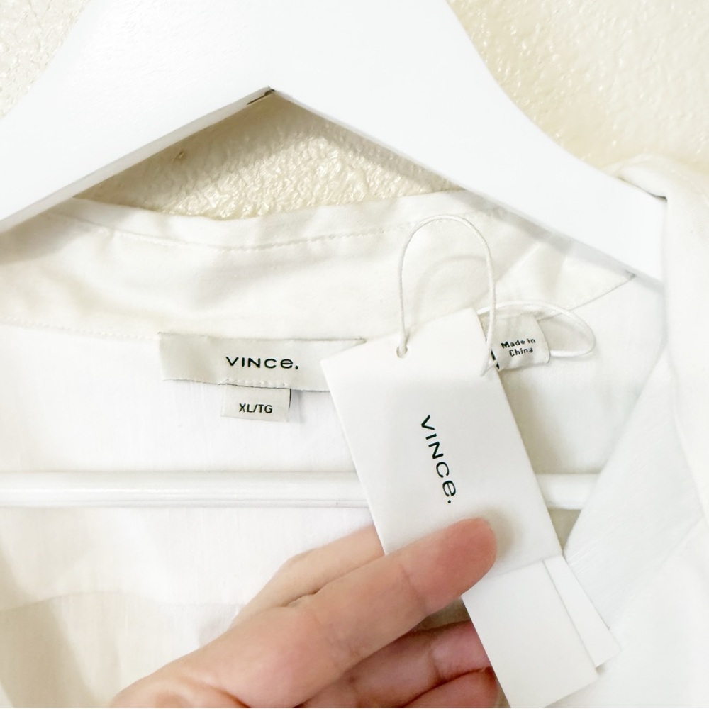 NWT Vince Belted Linen Blend Capsule Minimal White Button Up Mini Dress Size XL - Picture 8 of 11